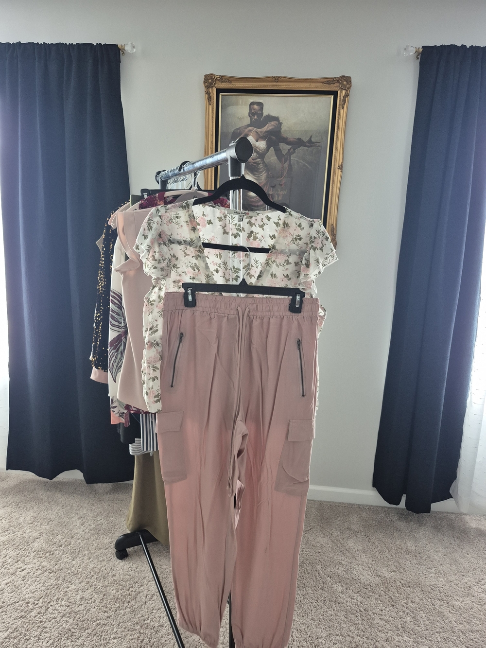 & Other Stories Blush Pink Cargo Joggers